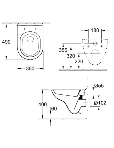 Villeroy&Boch O.Novo Compact sienas WC komplekts, SoftClose vāks, balts