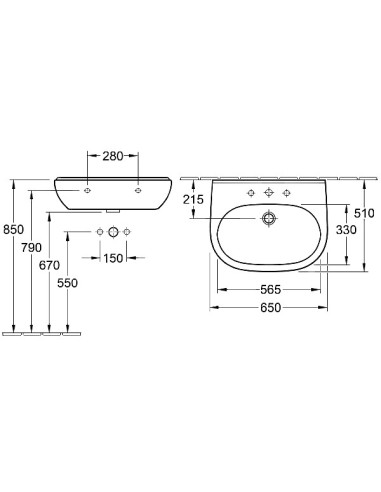 Villeroy&Boch O.Novo izlietne 65x51cm, balta