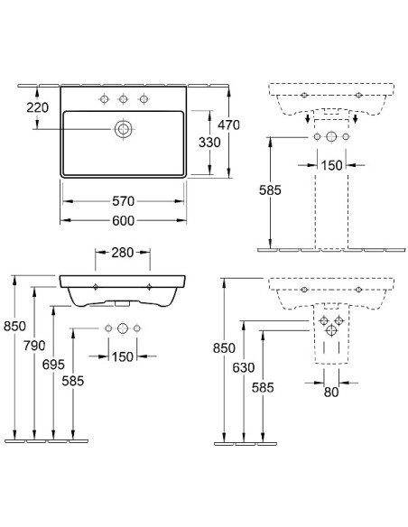 Villeroy&Boch Avento izlietne 60x47cm, kvadrātveida, balta Villeroy&Boch Avento izlietne 60x47cm, kvadrātveida, balta