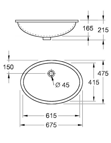 Villeroy&Boch Evana izlietne 61.5x41.5cm, iebūvējama zem virsmas, balta