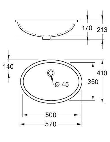Villeroy&Boch Evana izlietne 50x35cm, iebūvējama zem virsmas, balta