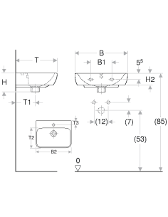 Geberit Selnova izlietne 50x42cm kvadrātveida 2