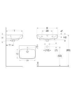 Geberit Selnova izlietne 55x44cm kvadrātveida 2