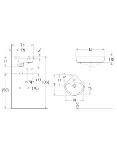 Geberit Selnova stūra izlietne 50x59cm 2