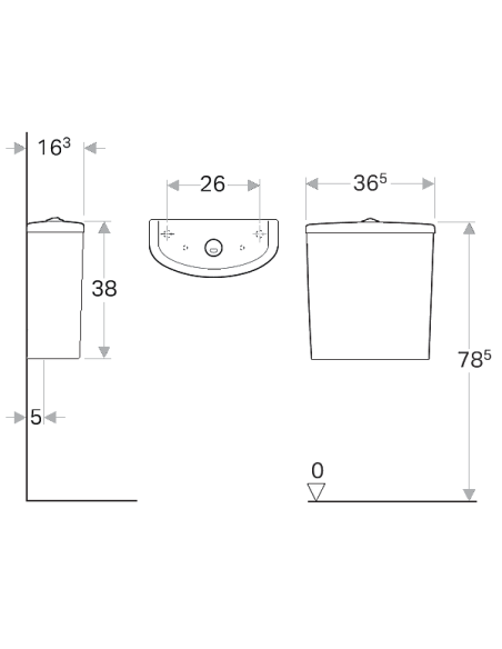 Geberit Selnova cisterna ar pievadu no apakšas Geberit Selnova cisterna ar pievadu no apakšas