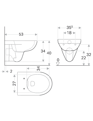 Geberit Selnova sienas WC Rimfree