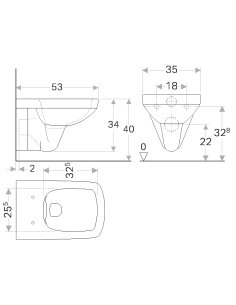 Geberit Selnova sienas WC Rimfree, kvadrātveida 2