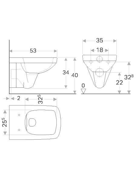 Geberit Selnova sienas WC Rimfree, kvadrātveida