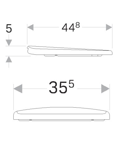 Geberit Selnova cietais WC vāks kvadrātveida ar SoftClose funkciju, uzstādīšana no augšas