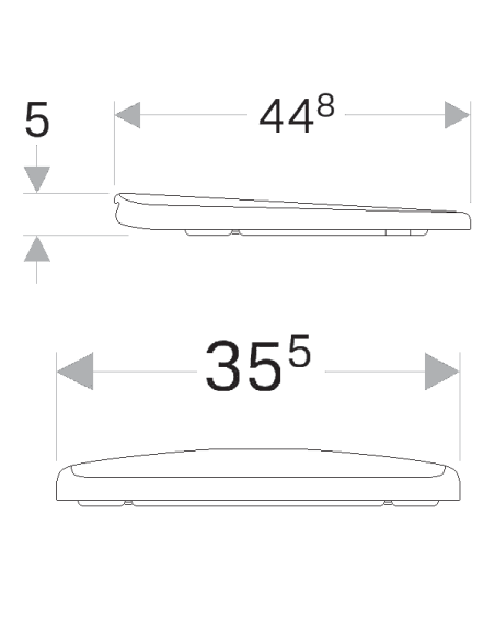 Geberit Selnova cietais WC vāks kvadrātveida ar SoftClose funkciju, uzstādīšana no augšas