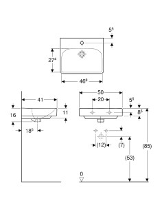 Izlietne Smyle taisnstūrveida 50x41 2