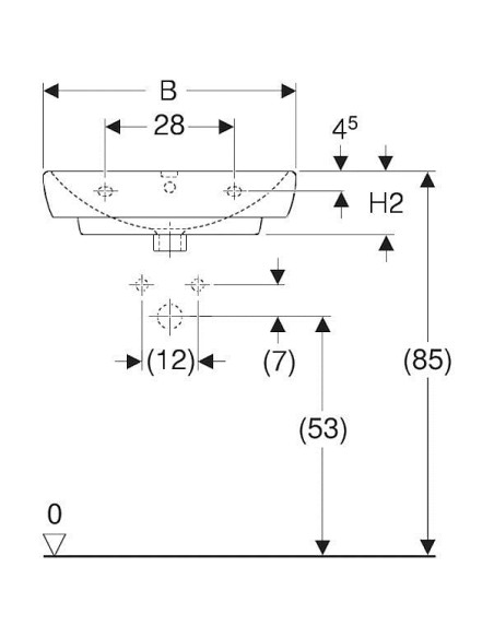 Izlietne Smyle taisnstūrveida 75x48 Izlietne Smyle taisnstūrveida 75x48