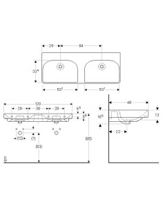 Dubultā izlietne Smyle taisnstūrveida 120x48 2