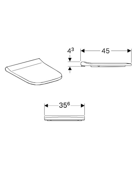 WC taisnstūrveida vāks Smyle, plāns dizains, Soft-Close, ātras atbrīvošanas eņģes