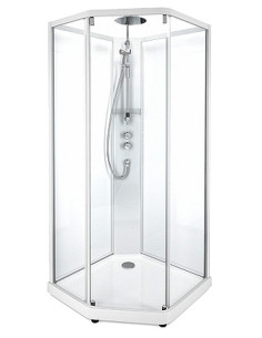 Ifö Showerama priekšējais stikls, 90x90cm caurspīdīgs sudraba profili 2