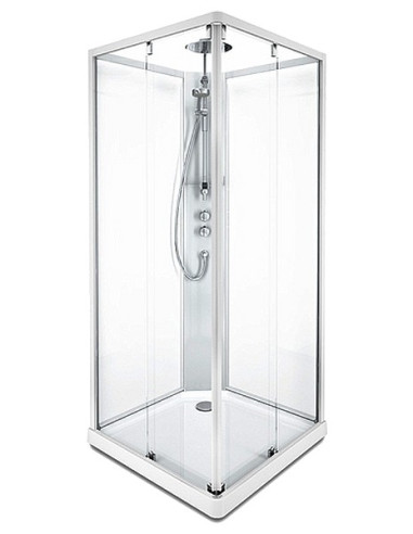 Ifö Showerama priekšējais stikls, 90x90cm caurspīdīgs sudraba profili