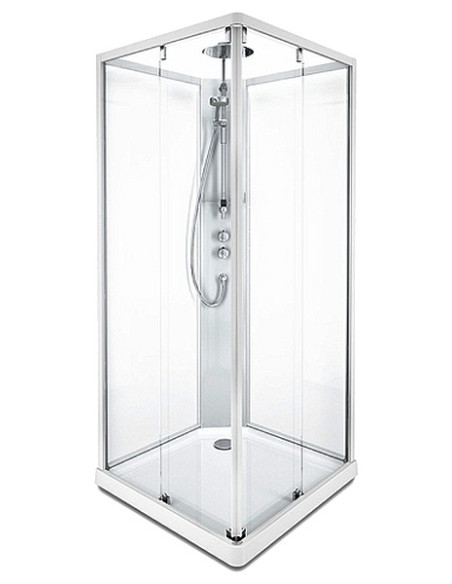 Ifö Showerama priekšējais stikls, 90x90cm caurspīdīgs sudraba profili