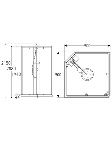 Ifö Showerama priekšējais stikls, 90x90cm caurspīdīgs sudraba profili