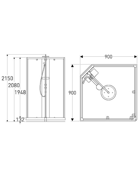 Ifö Showerama priekšējais stikls, 90x90cm caurspīdīgs sudraba profili