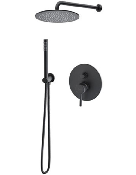 Futuro iebūvējams dušas komplekts ar dušas galvu 25 cm, melns matēts