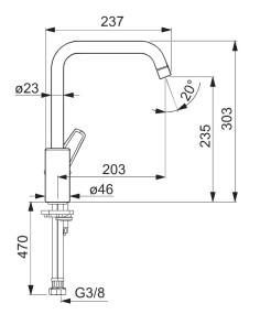 SAGA virtuves maisītājs ar augsto snīpi, hroms 2