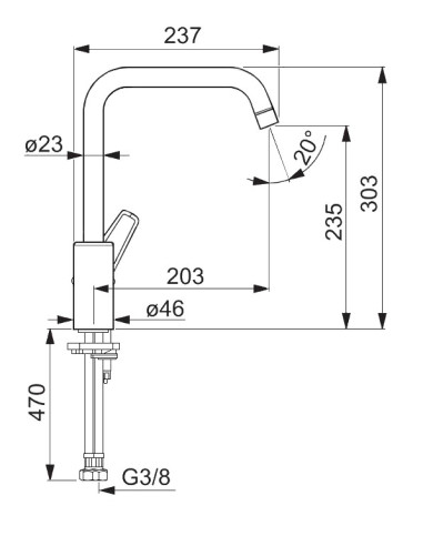 SAGA virtuves maisītājs ar augsto snīpi, hroms