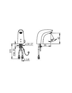 Oras Electra 6120F bezkontakta izlietnes jaucējkrāns, 12 barošana 2
