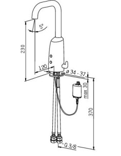 Oras Electra 6330FZ bezkontakta, Bluetooth izlietnes maisītājs ar paaugstinātu izteku, 6V barošana 2