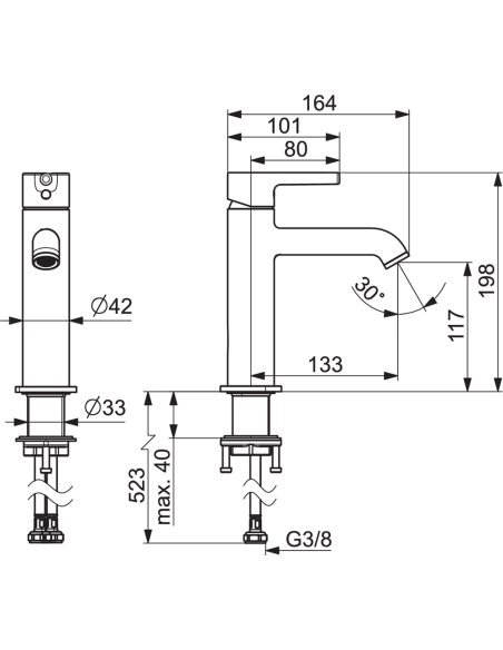 Optima Style izlietnes jaucējkrāns bez noteces aizvara, hroms 198mm Optima Style izlietnes jaucējkrāns bez noteces aizvara, hroms 198mm
