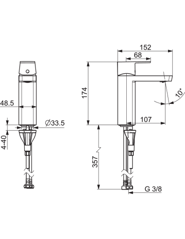 Stela Izlietnes jaucējkrāns, hroms