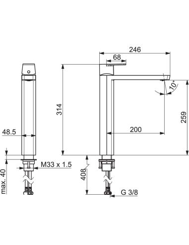 Stela XL izlietnes jaucējkrāns, hroms