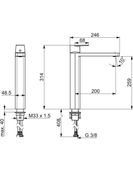 Stela XL izlietnes jaucējkrāns, hroms