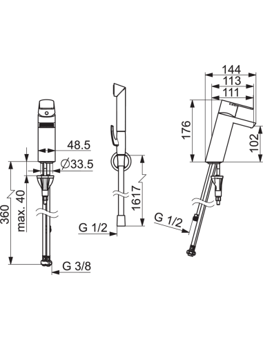 Stela Izlietnes jaucējkrāns ar bidē dušu, hroms