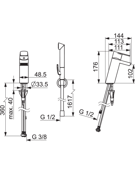 Stela Izlietnes jaucējkrāns ar bidē dušu, hroms