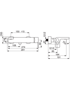 Stela vannas un dušas jaucējkrāns, hroms 2