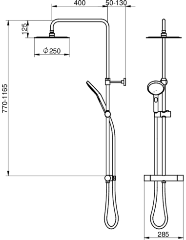 Atlantic izlietnes maisītāja un lietus dušas sistēmas ar termostatu komplekts, hroms