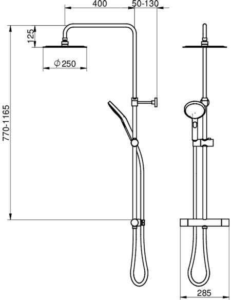 Atlantic izlietnes maisītāja un lietus dušas sistēmas ar termostatu komplekts, hroms