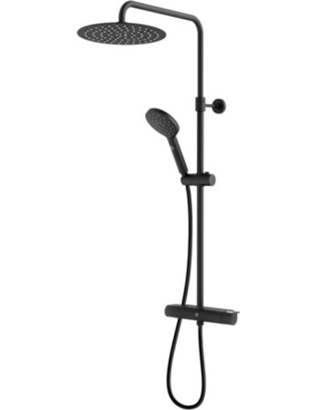 Estetic izlietnes maisītāja un lietus dušas sistēmas ar termostatu komplekts, melnā krāsā