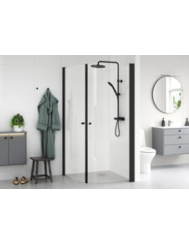 Estetic izlietnes maisītāja un lietus dušas sistēmas ar termostatu komplekts, melnā krāsā