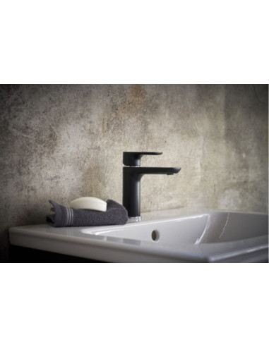 Estetic izlietnes maisītāja un lietus dušas sistēmas ar termostatu komplekts, melnā krāsā