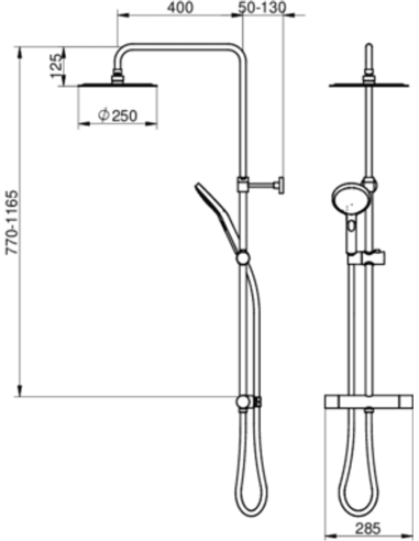 Estetic izlietnes maisītāja un lietus dušas sistēmas ar termostatu komplekts, melnā krāsā