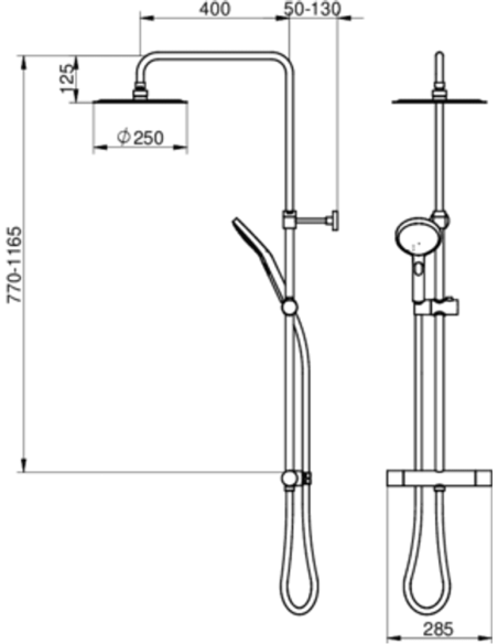 Estetic izlietnes maisītāja un lietus dušas sistēmas ar termostatu komplekts, melnā krāsā