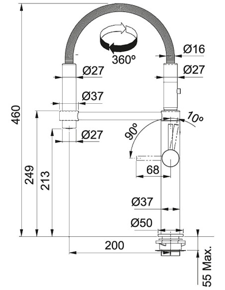 Pescara virtuves izlietnes maisītājs, izvelkams uzgalis, hroms Pescara virtuves izlietnes maisītājs, izvelkams uzgalis, hroms
