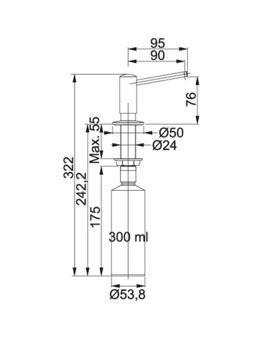 Novita šķidro ziepju dozators, nerūsējošs tērauds