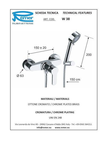 Winner dušas maisītājs ar dušas klausuli un turētāju