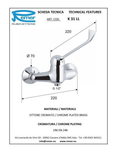 Kiss Clinic Line dušas maisītājs ar pagarinātu rokturi