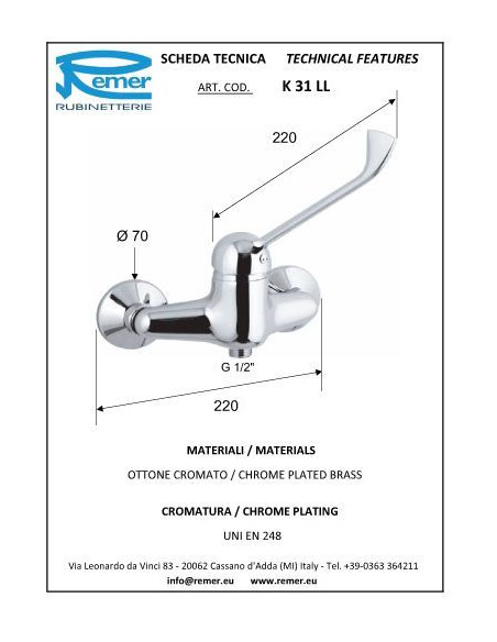 Kiss Clinic Line dušas maisītājs ar pagarinātu rokturi