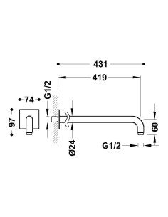 TRES BASIC dušas galvas izvads, no sienas 2