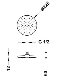 TRES STANDARD dušas galva Ø225, kaļķakmens aizsardzība 2