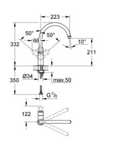 BauLoop augstais virtuves maisītājs ar grozāmu snīpi 360⁰, hroms 2